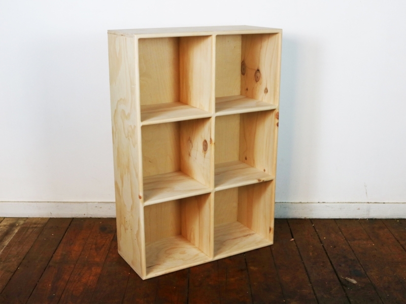 Cube Shelf Minimalist Pine Storage with Rounded Inner Corners