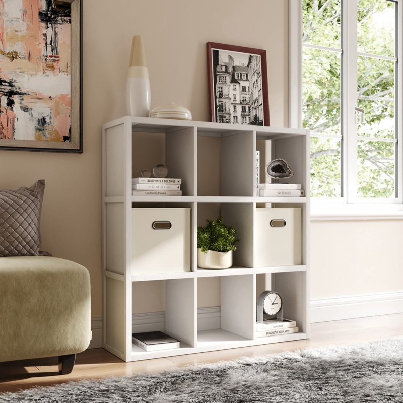 Cube Storage White 9-Cube Organizer with Ladder Side Panels