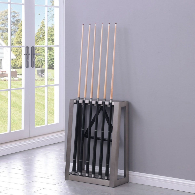 Cue Rack Industrial Brushed Silver Steel with Geometric A-Frame