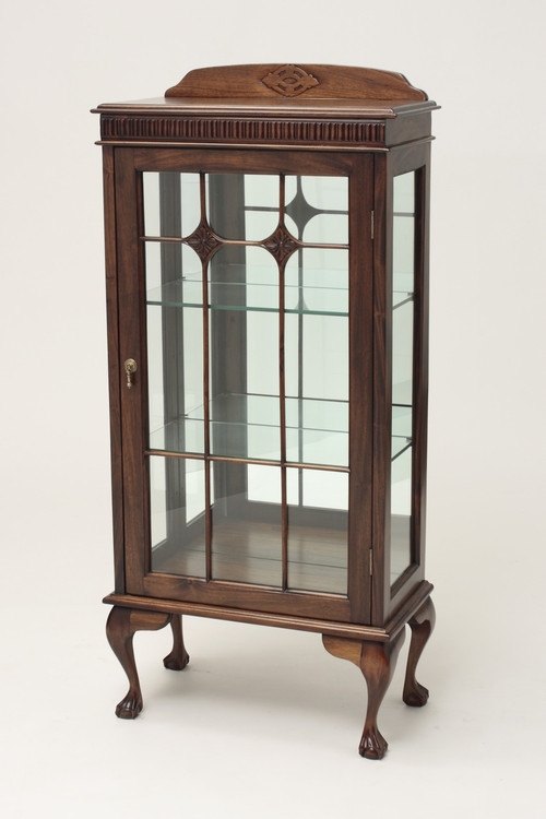 Curio Cabinet Chippendale Style Ball and Claw Feet Mullioned Glass