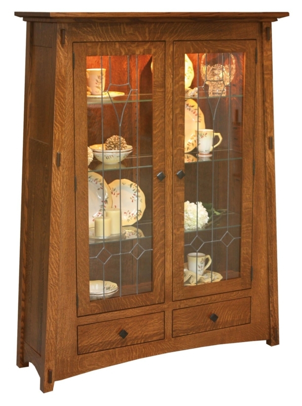 Curio Cabinet Leaded Glass Patterns Exposed Joinery Craftsman Mission