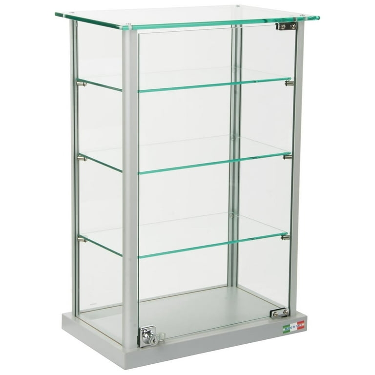 Curio Cabinet Lockable Door Adjustable Shelves Aluminum Frame Display