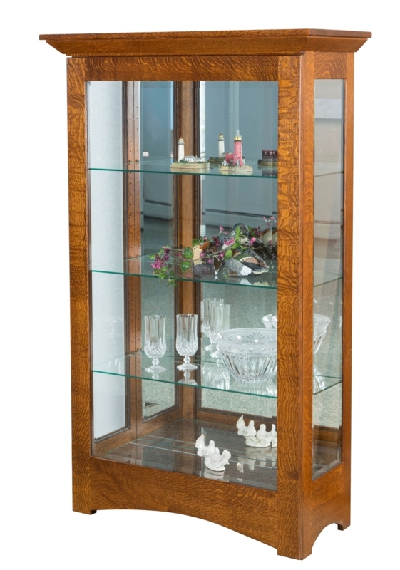 Curio Cabinet with Glass Side Panels and Mirrored Back Amish Style