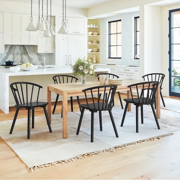 Curved Barrel Spindle Back Dining Chairs Matte Finish Modern