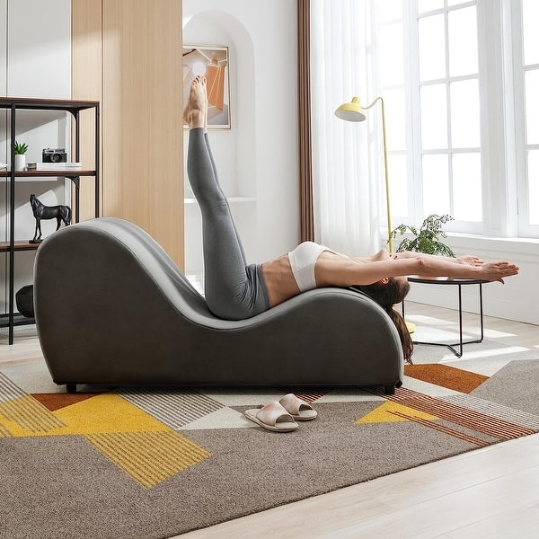 Curved Chaise Light Grey Ergonomic S-Profile Low Profile Yoga Chair