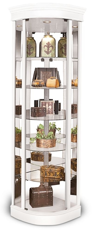 Curved Corner Curio Cabinet Albus White Traditional Glass Curio Lighted