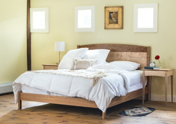 Curved Headboard Bed Frame with Low Footboard and Tapered Legs