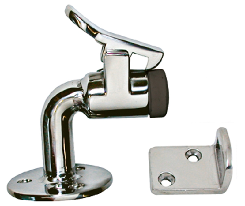Curved Neck Door Catch Polished Metal Spring Loaded Latch