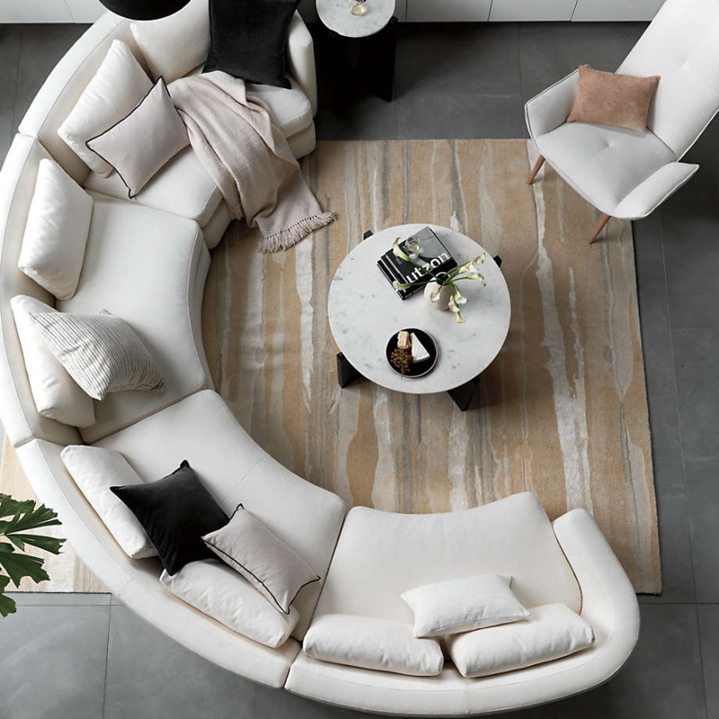 Curved Sectional Sofa: Off-White Modular Armless Sections