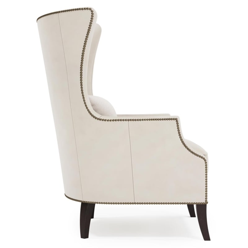 Curved Silhouette Wingback Chair in Matte Creamy Leather