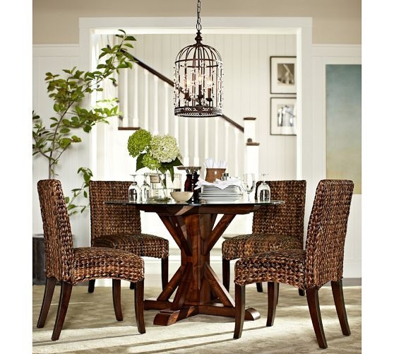 Dark Stained Seagrass Dining Chair for Glass Tables