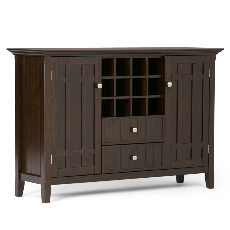 Dark Tobacco Brown Sideboard Buffet with Paneled Doors