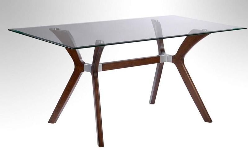 Dark Walnut Dining Table with Tempered Rectangular Glass Top Peoria Arizona  CHLUI