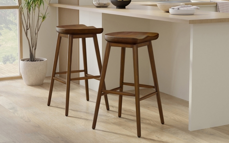 Dark Walnut Handcrafted Wooden Bar Stool | Teagan Bar Stool  Simpli Home