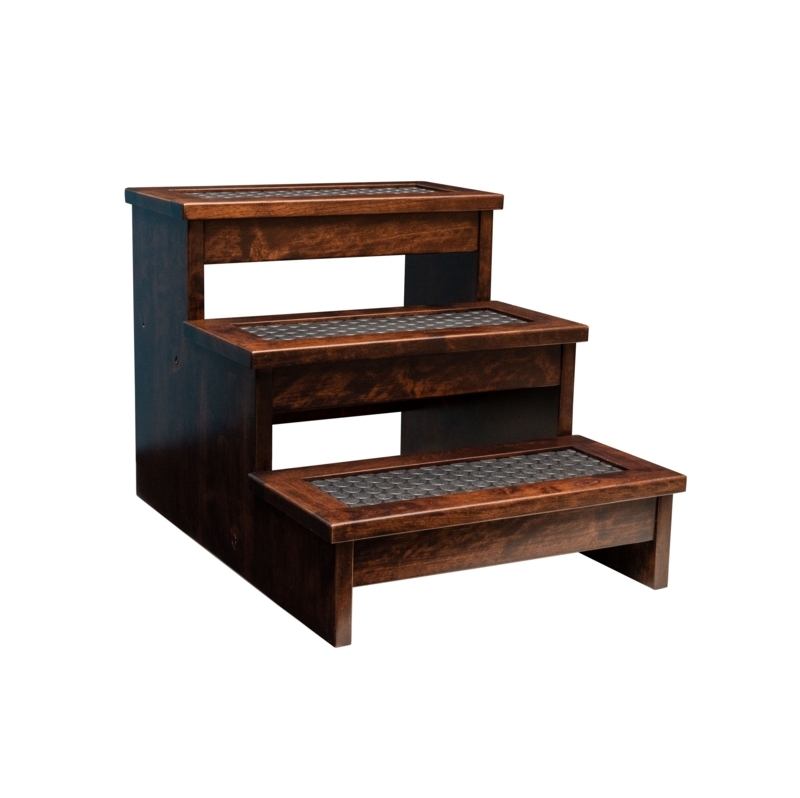 Dark Walnut Pet Steps with Pebbled Non-Slip Treads Traditional
