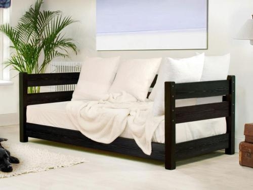 Daybed Scandi Style Black Wash Wood Horizontal Rails Low Profile