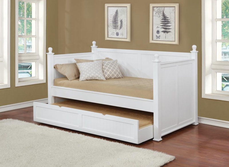 Daybed with Trundle, Beadboard Panels, Ball Finials, Cottage Style