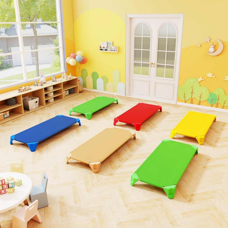 Daycare Cots, Multi Colored Set, Mesh Surface, Rounded Corners.