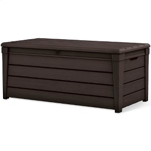 Deck Box Storage Bench 120 Gallon Espresso Brown Horizontal Slats