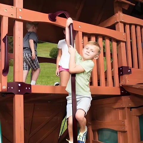 Deep Burgundy Playground Accessory Fireman's Pole, Curved Bracket