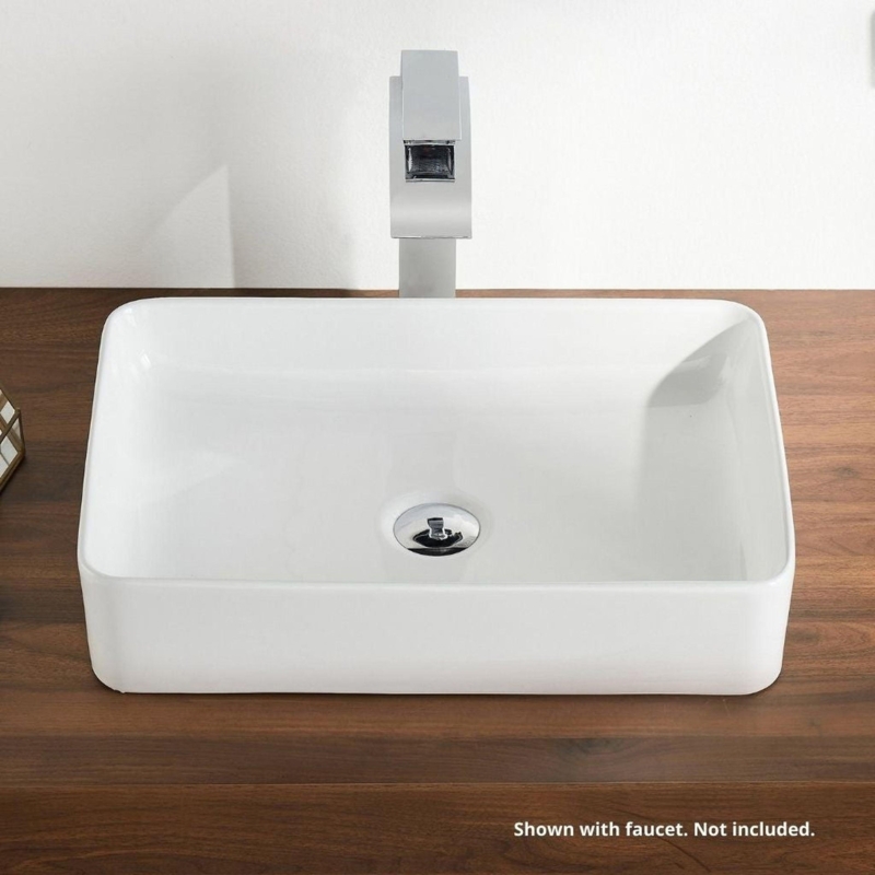 DeerValley DV-1V032 14" x 20" x 4" White Rectangular Ceramic Vessel Si  US  Bath Store