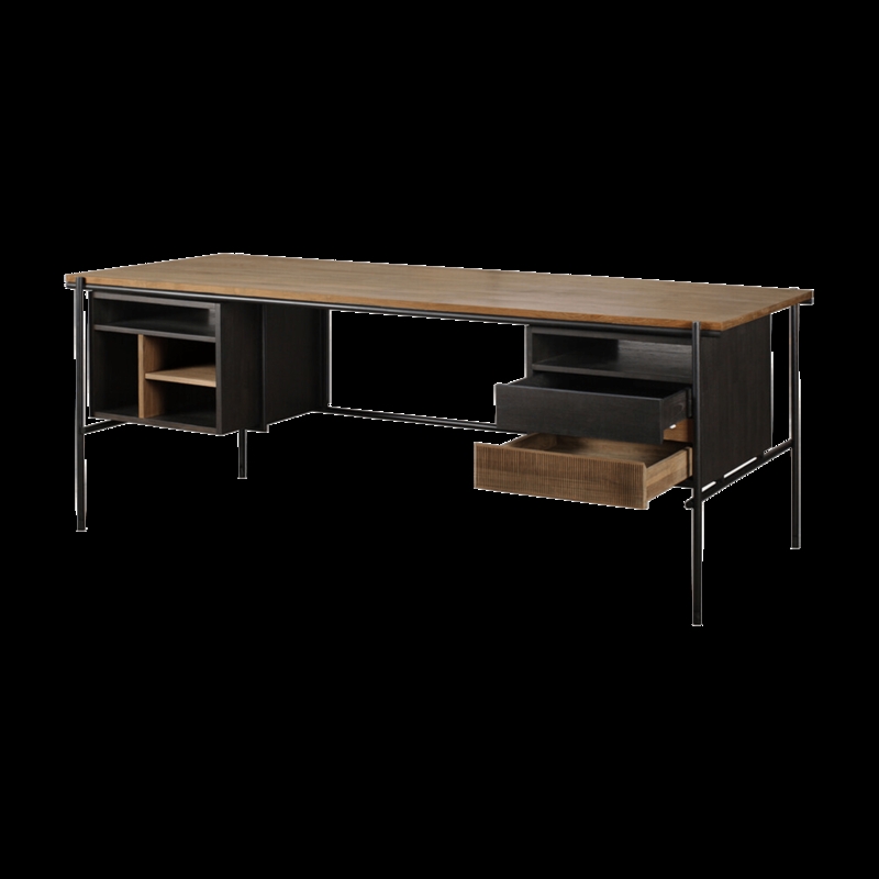 Desk Asymmetrical Storage Slat Drawer Front Metal Frame