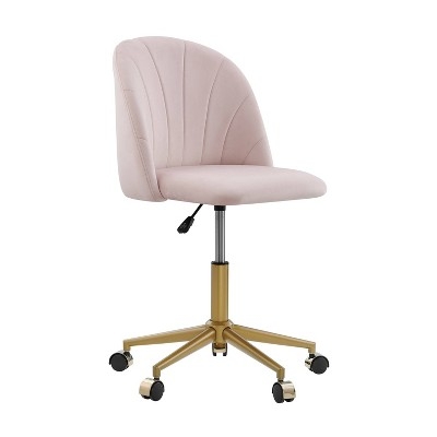 Desk Chair featuring Channeled Scalloped Back and Gold Toned Base