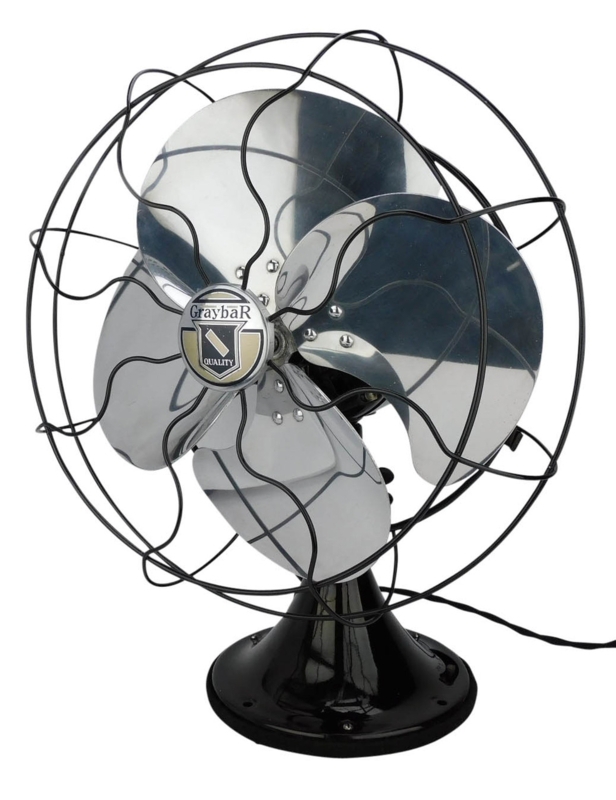 Desk Fan Art Deco Industrial Graybar S-Curve Guard Polished Silver