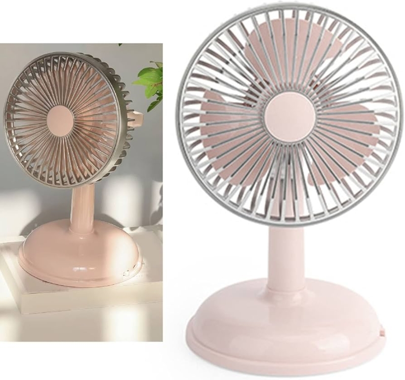 Desk Fan Pale Pink Retro Style Portable USB Radial Grill