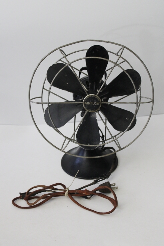 Desk Fan Vintage Airflow Six Blades Distressed Matte Black Finish
