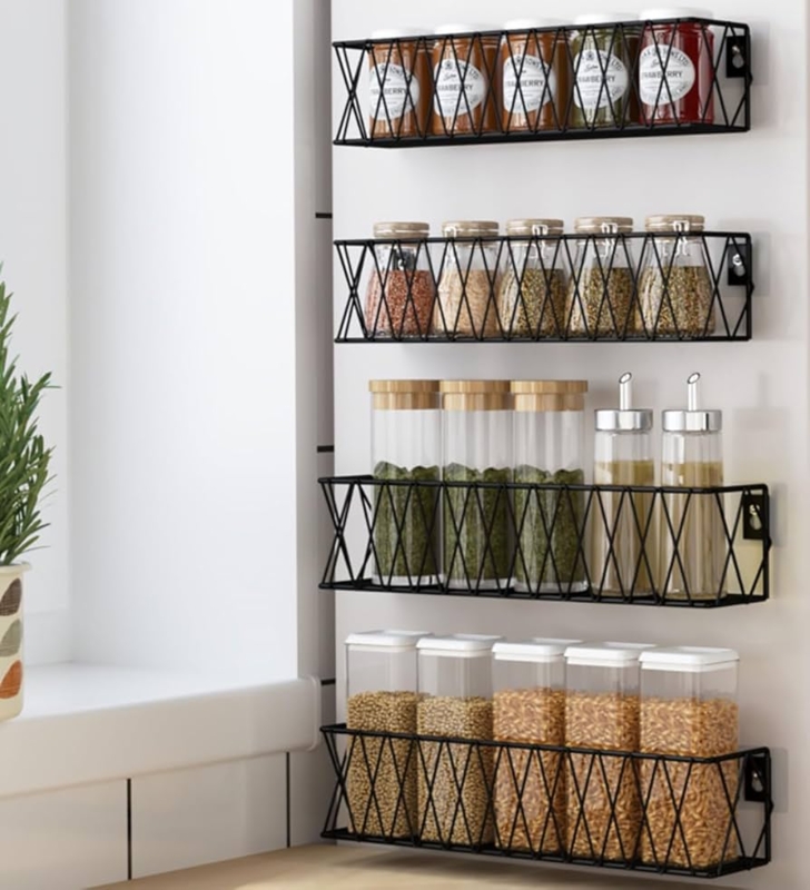 Diamond Lattice Wire Rack 4-Pack Matte Black Modular Wall Storage