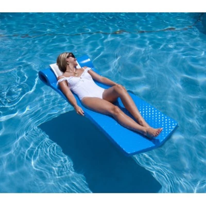 Dimpled Surface Pool Lounge Integrated Headrest Coated Foam Bright Blue.