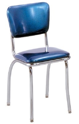 Diner Side Chair: Sparkly Sapphire Blue Vinyl, Polished Chrome Frame