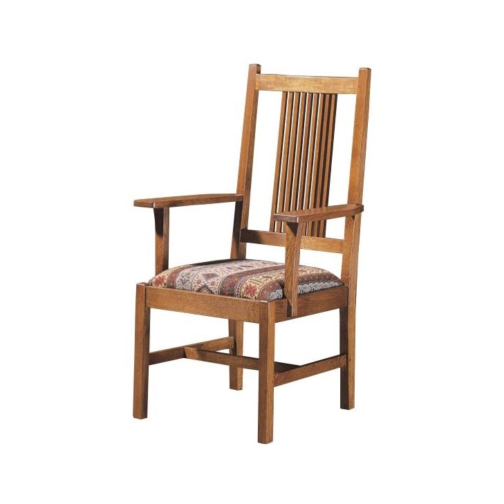 Dining Arm Chair Mission Style Spindle Geometric Upholstery Craftsman