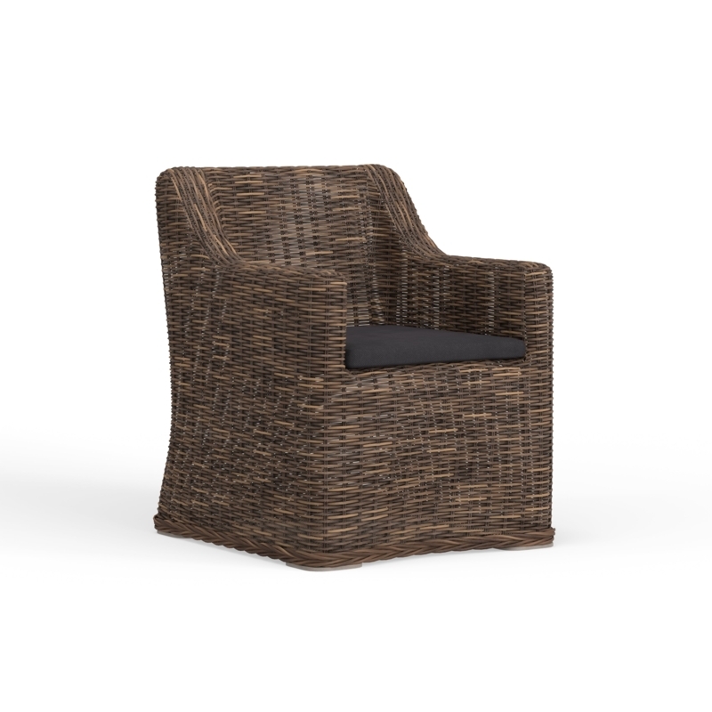 Dining Armchair Skirted Woven Base Espresso Charcoal Patio Chair