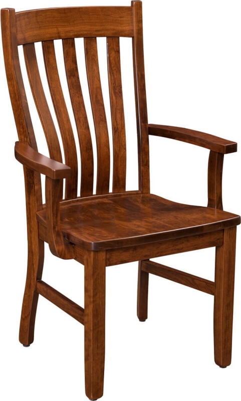 Dining Armchair Solid Wood Mission Style with Lumbar Support Slats