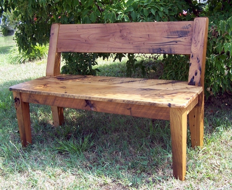 Dining Bench With Backrest Rustic Wood Knots Farmhouse Seating