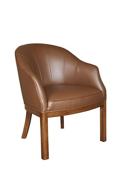 Dining Chair, Cognac Brown, Vertical Stitching, Cognac Brown Barrel Chair