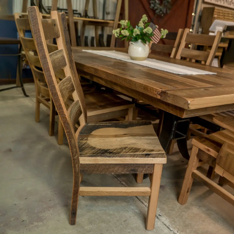 Dining Chair Distressed Barnwood Ladder Back with Saw Marks