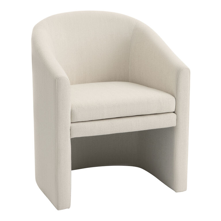 Dining Chair, Heathered Ivory, U-Shaped Base, U-Shaped Upholstered Chair