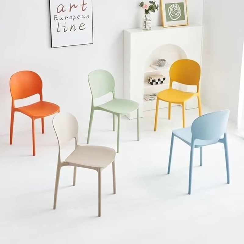 Dining Chair Modern Plastic Open Back Multi-Color Minimalist Seating