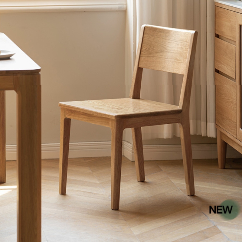 Dining Chair Nordic Style Horizontal Slat Back Tapered Square Legs