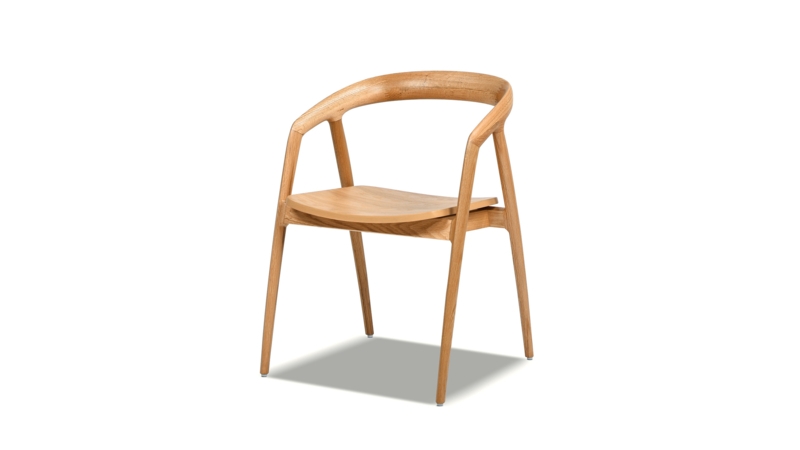 Dining Chair Scandinavian Sculpted Oak with Continuous Curved Backrest