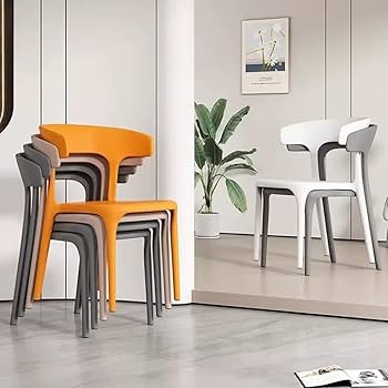 Dining Chair Stackable Modern Plastic Curved Backrest Matte Finish