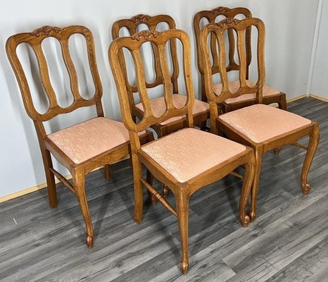Dining Chair Triple Slat Back Salmon Pink Floral Carving