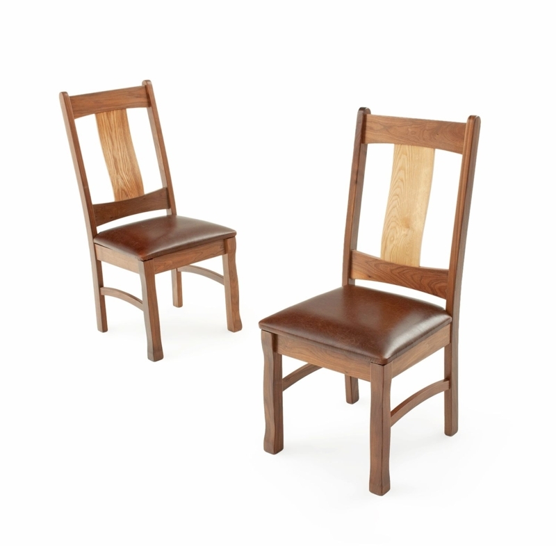 Dining Chair Two-Tone Wood Rustic Style with Contrasting Splat