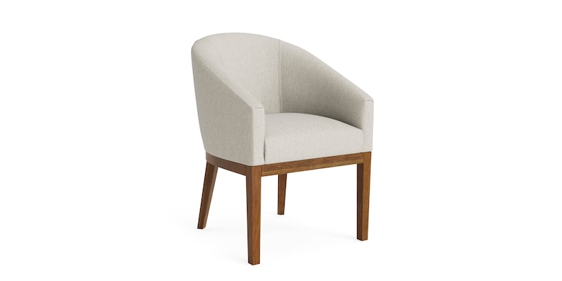 Dining Chair, Warm Beige, Sloping Arms, Tapered Wood Leg Chair, Transitional