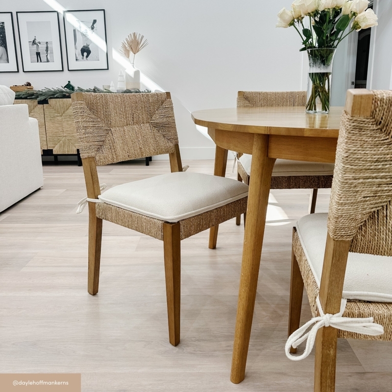 Dining Chair with Boucle Seat & Seagrass Back