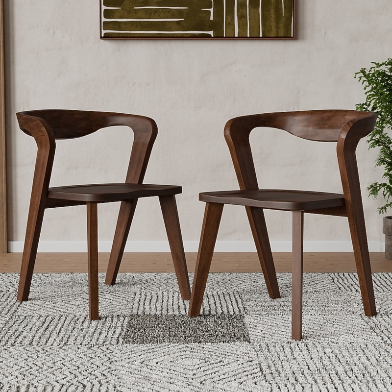Dining Chairs Handcrafted Walnut Mid-Century Modern Curved Backrest