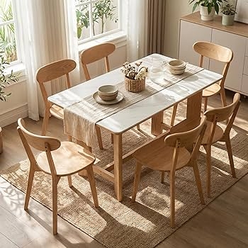 Dining Chairs Natural Wood Scandinavian Style Open Curved Backrest